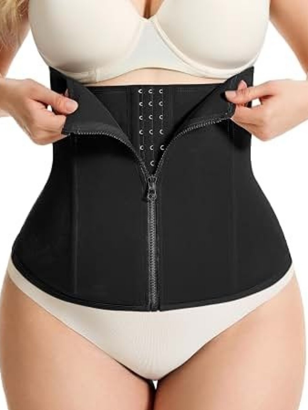 Nebility Black Waist Trainer Shaper with Front Zipper